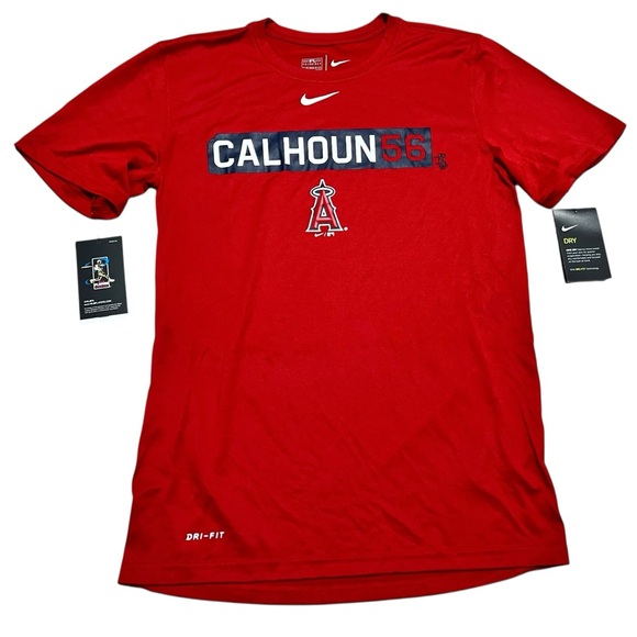 Nike dri fit Los‎ Angeles Angels men’s Calhoun Graphic Tee shirt red size small - Picture 1 of 12